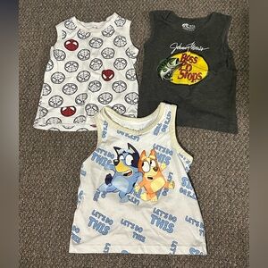 Toddler Tank Tops -spiderman, bluey, bass pro shop